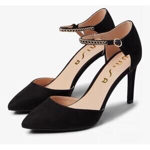 Unisa Yadira Point Toe d'Orsay Black Faux Suede Maryjane Pumps Women's 8